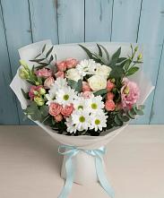 Букет цветов из:  Розы, Лизиантусы и Хризантемы в Еремино