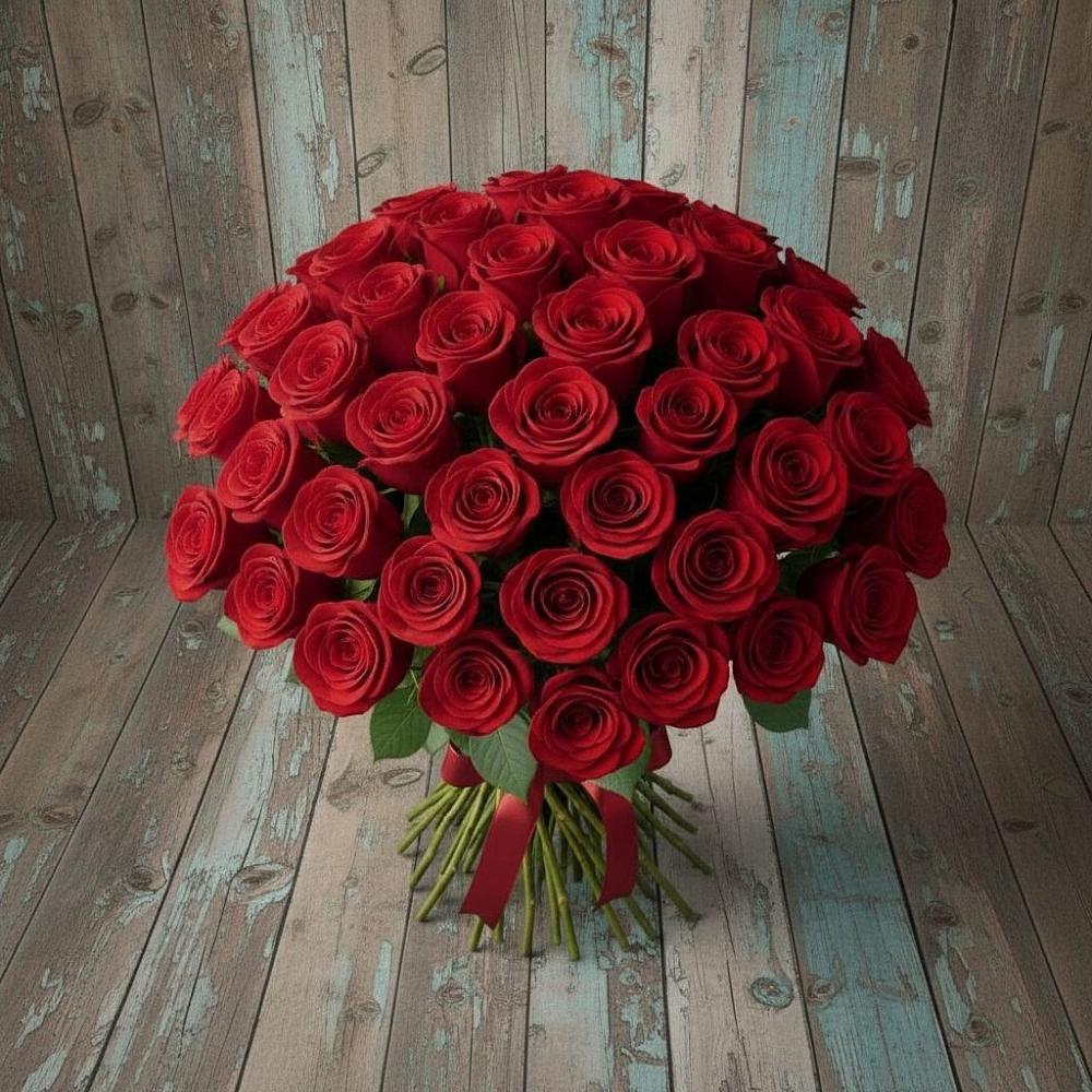 Букет 55 Красных роз Фридом в Еремино