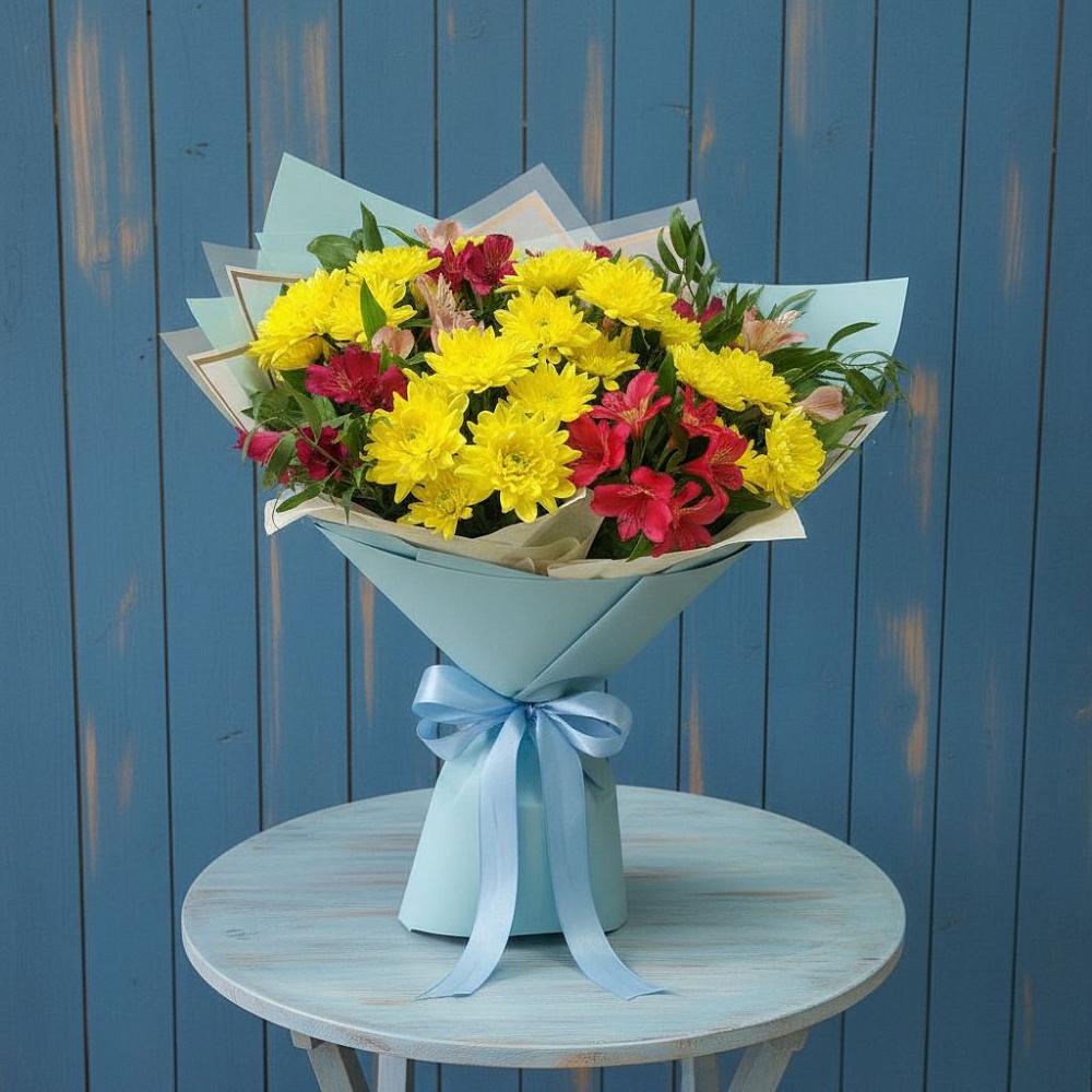 Букет цветов из: Альстромерии и Хризантемы в Еремино