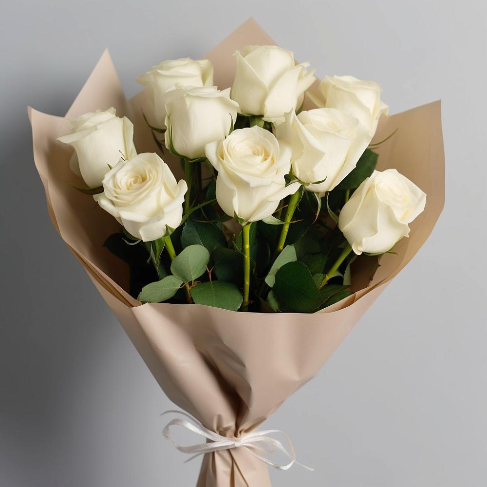 Букет 9 Белых роз Эдлесс Лав в Еремино