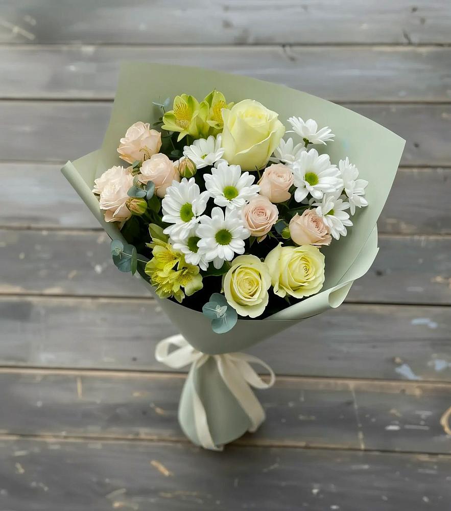 Букет цветов из: Альстромерии, Розы и Хризантемы в Еремино