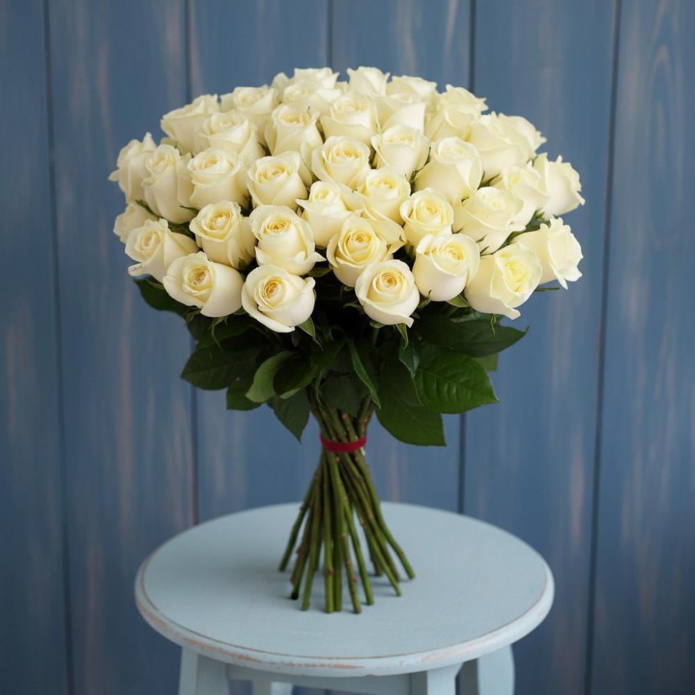 Букет 51 Белая роза Эдлесс Лав в Еремино