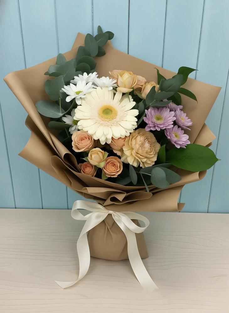 Букет цветов из: Герберы и Хризантемы в Еремино