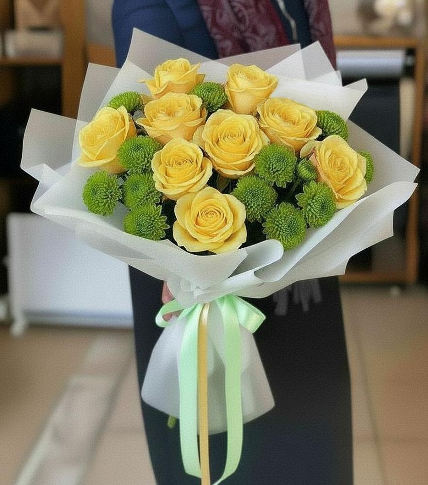 Букет цветов из: Хризантемы и Розы в Еремино