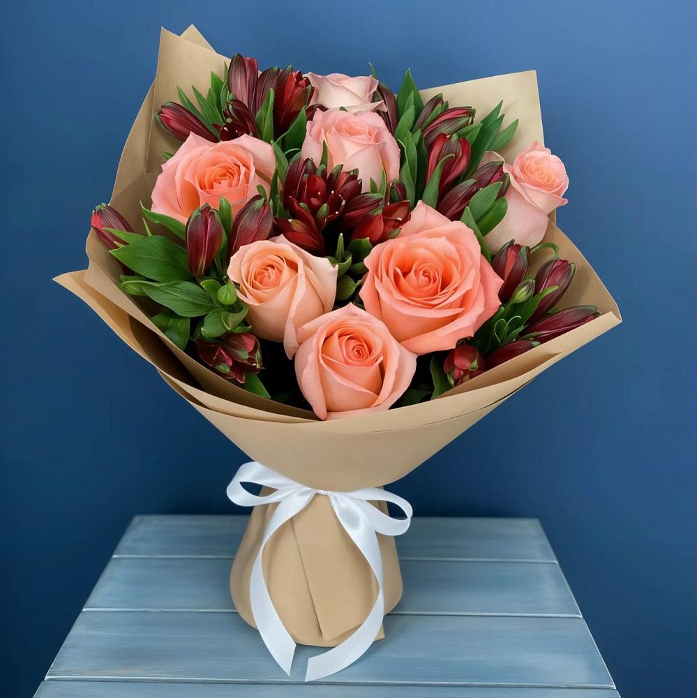 Букет цветов из: Розы и Альстромерии в Еремино