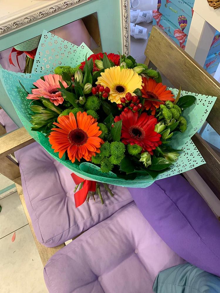 Букет цветов из: Герберы, Хризантемы и Альстромерии в Еремино