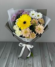 Букет цветов из:  Розы, Герберы и Хризантемы в Еремино