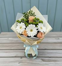 Букет цветов из:  Герберы, Розы и Хризантемы в Еремино