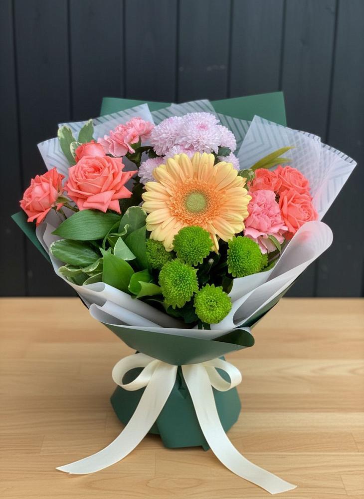 Букет цветов из: Гвоздики, Розы, Герберы и Хризантемы в Еремино