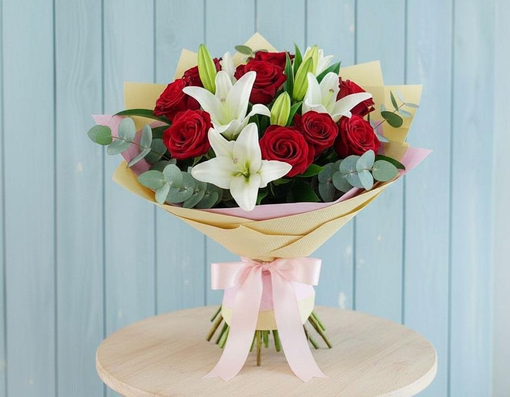 Букет цветов из: Лилии и Розы в Еремино